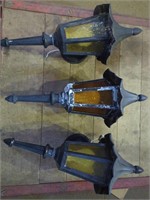 3 Metal Outdoor Entrance Lights w/ Tinted Glass,