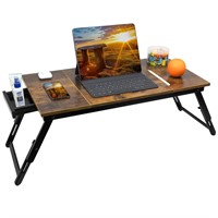 JMLHMXC Bamboo Laptop Desk Bed Tray Table Adjustab