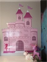 "Used" MiniOwls Large Pink Castle Wall Decal Room