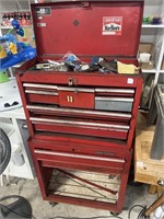 Craftsman Red tool box with assorted tools 
Two