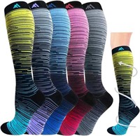 5 Pairs Compression Socks 20-30mmhg Multicoloured