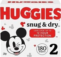 180-Pk Huggies Snug & Dry Disposable Baby Diapers,