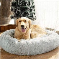 Savfox Plush Calming XL Dog Bed, Light Grey