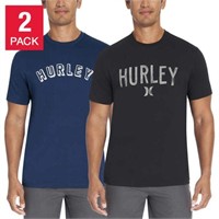 2-Pk Hurley Men’s LG Crewneck T-shirt, Black and