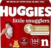 144-Pk Huggies Newborn Diapers, Little Snugglers