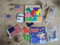 Vintage Wooden Games and Puzzles + USA Novelty