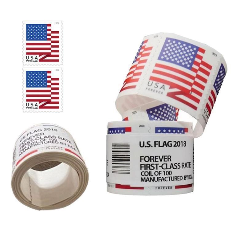 $66 Roll 100 first class forever stamps flags 2018