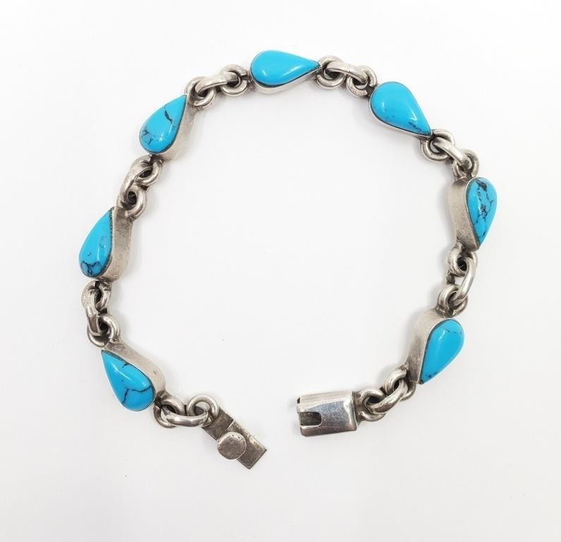 Sterling Silver Turquoises Bracelet