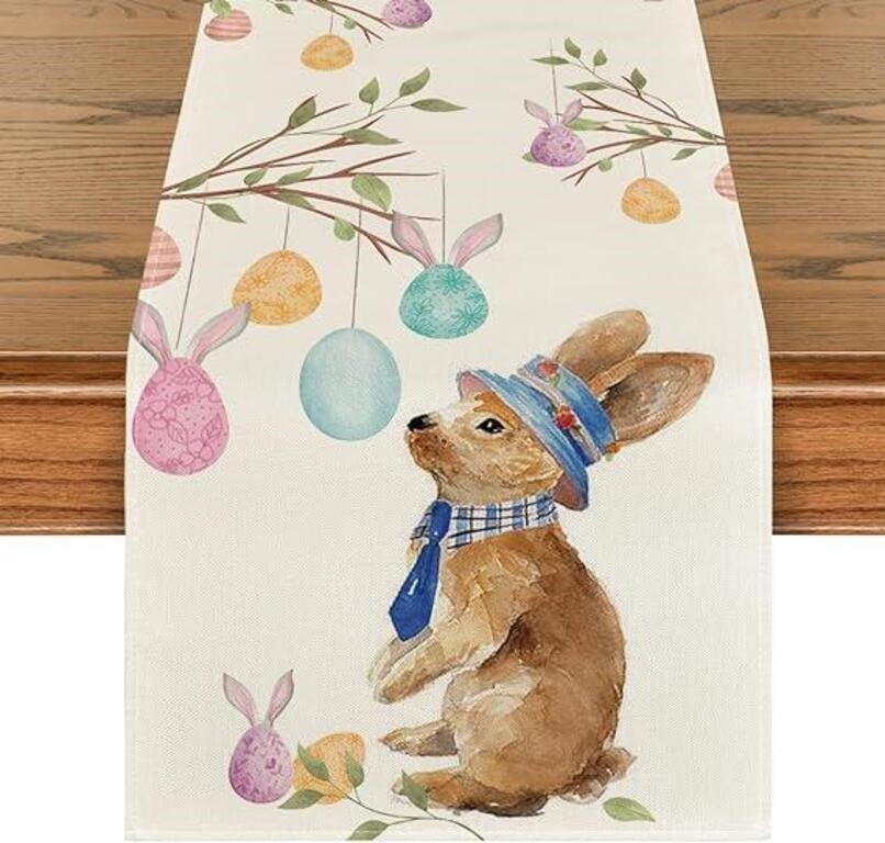 Cute Bunny Easter Table Runner - 13 x 72 Inch
