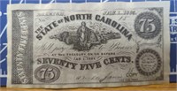 State of North Carolina 75 cents banknote copy