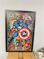 framed Captain America poster - 25.5" x 38"