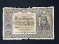 1920 BUDAPEST 50 KORONA NOTE