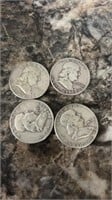 4 1950’s and 60’s Franklin Half Dollars