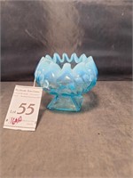 Jefferson Glass Beaded Blue Fan Shell Bowl