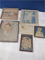 Vintage Baby Prints in Frames