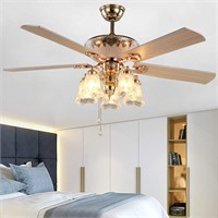 ANFERSONLIGHT 52-Inch Golden Modern Ceiling Fan wi