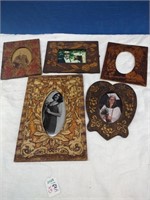 Five Pyrography Picture Frames x5