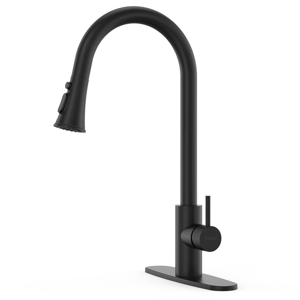 PHICHI Matte Black Kitchen Faucet with Pull Down S