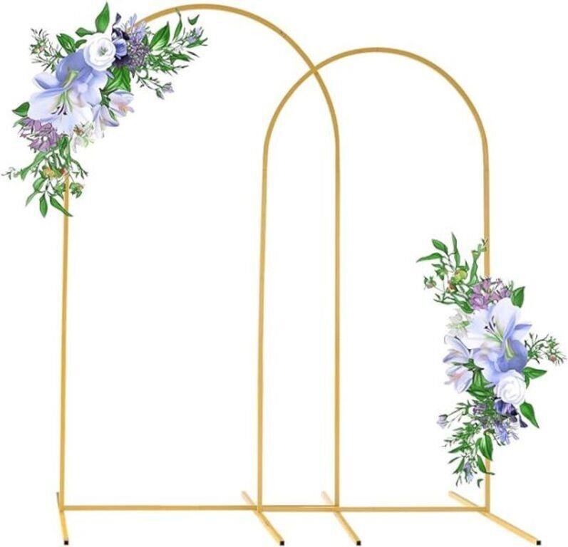 2-Pk 7.2'/6.6' Gold Metal Arch Backdrop Stand -