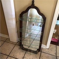 Mirror with Glass Display Shelves