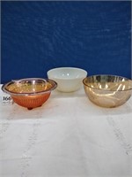 Marigold, Carnival Glass, & Belvedere Glass Bowls