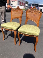 Pair Antique Victorian Left & Right Boudoir Chairs