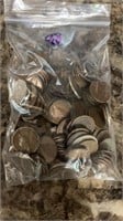 Bag of wheat and buffalo coins