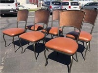 6pc Iron Side Chairs w/Orange Padded Seats