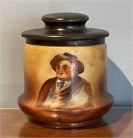 Antique Handpainted Milkglass Tobacco Jar