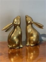 Brass Rabbit Bookends