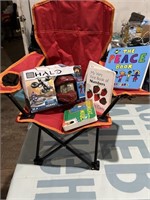 Kids camp Chair, books and megablocks toy