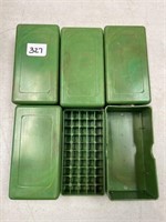 LOT OF 5 PLASTIC CASES FOR SMALL PISTOL BULLETS