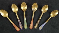 Vintage Siam Brass Demitasse 6 Piece Spoon Set