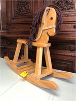 Solid Pine Wooden Rocking Horse