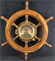Nautical Ship's Clock Brass and Oak Nautical Clock