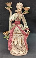 Vintage Wales Ceramic Lady Candlestick Holder