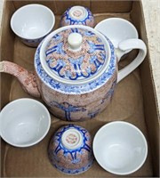 ORIENTAL TEA POT AND CUPS