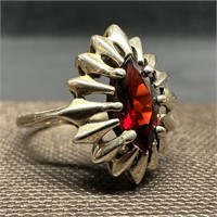 Marquise-Cut Garnet Sterling Cocktail Ring