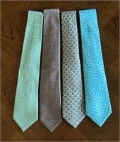 Four Hermes Silk Men's Neckties