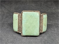 (F) Light Green Turquoise Cuff Bracelet 5.5" By