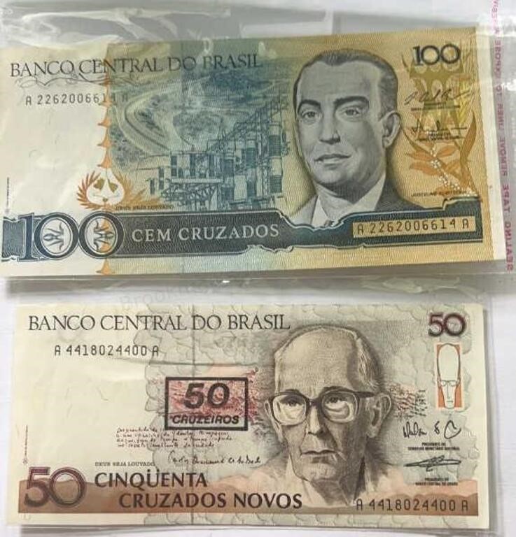 Brazil World Papper Money 100&50 Cruzados
