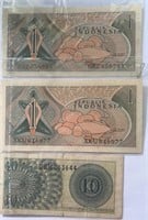 Indonesia 10Sen &(2) 1 Rupiah World Paper Money