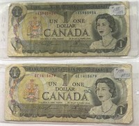 Canada (2) 1 Dollar World Paper Money