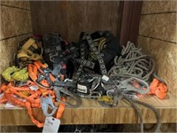 GROUP OF VARIOUS FALL ARREST LANYARDS, CHAINS,
