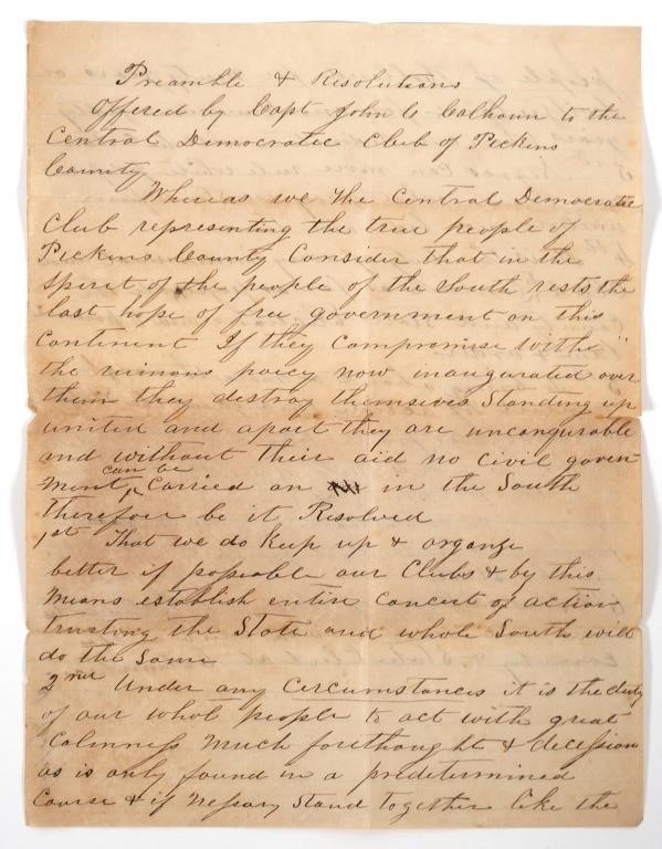 JOHN C. CALHOUN Confederate Document