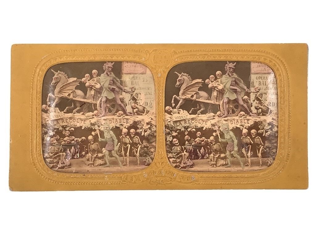 Tissue Stereo View, Recolte Diable, Tinted, Rare