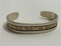 Sterling and 14k Gold Cuff Bracelet 30.3 gm