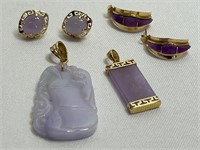14 k Gold Asian Style Pendants & Earrings