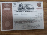 Arlen Realty Development stock certificate