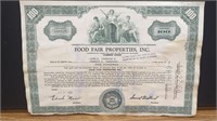 Food fair properties ink stock certificate